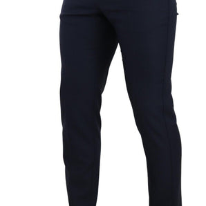 Dolce &amp; Gabbana Elegant Dark Blue Slim-Fit Dress Pants