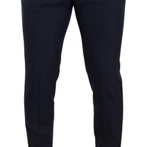 Dolce &amp; Gabbana Elegant Dark Blue Slim-Fit Dress Pants