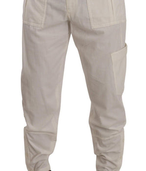 Dolce & Gabbana Off White Cotton Corduroy Cargo Pants