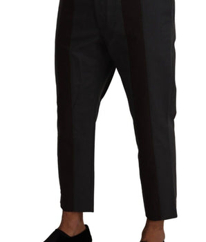 Dolce & Gabbana Gray Bordeaux Striped Cropped Trouser Pants