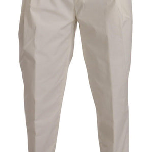 Dolce &amp; Gabbana Elegante pantalón de vestir elástico de algodón blanco