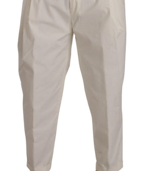 Dolce & Gabbana White Cotton Tapered Men Trouser Dress Pants