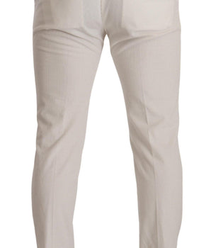 Dolce & Gabbana White Cotton Skinny Corduroy Trouser Pants