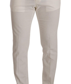 Dolce & Gabbana White Cotton Skinny Corduroy Trouser Pants