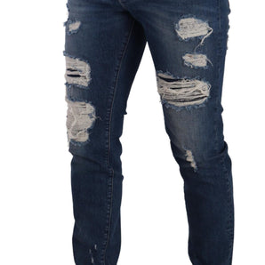 Dolce &amp; Gabbana Elegant Distressed Slim Fit Denim Jeans