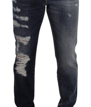 Dolce & Gabbana Blue Cotton Regular Denim Trousers Jeans