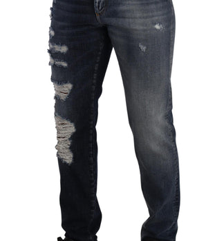 Dolce & Gabbana Blue Cotton Regular Denim Trousers Jeans