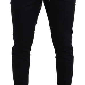 Dolce &amp; Gabbana Elegant Dark Blue Skinny Jogging Pants