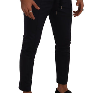 Dolce &amp; Gabbana Elegante pantalón de jogging pitillo azul oscuro