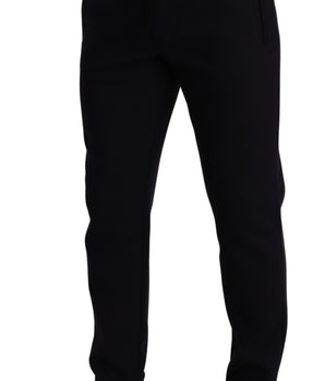Dolce & Gabbana Blue Cotton Stretch Jogging Trouser Pants