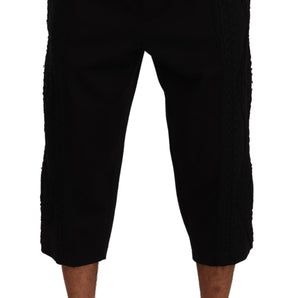 Dolce &amp; Gabbana Elegantes pantalones cortos de mezcla de algodón negro