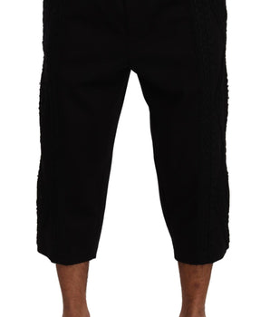 Dolce & Gabbana Black Cotton Torero Cropped Short Trouser Pants