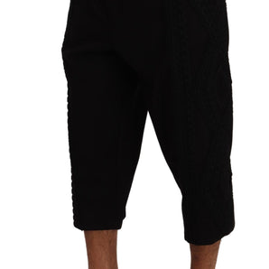 Dolce &amp; Gabbana Elegant Black Cotton Blend Cropped Pants