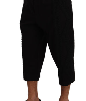 Dolce & Gabbana Black Cotton Torero Cropped Short Trouser Pants