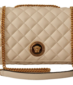 Versace White Nappa Leather Medusa Shoulder Bag