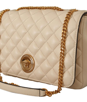 Versace White Nappa Leather Medusa Shoulder Bag