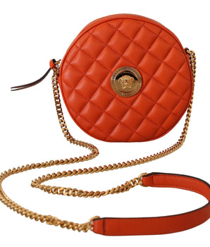 Versace Red Nappa Leather Medusa Round Crossbody Bag
