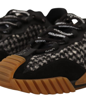 Dolce & Gabbana Black White Fabric Lace Up NS1 Sneakers