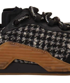 Dolce & Gabbana Black White Fabric Lace Up NS1 Sneakers