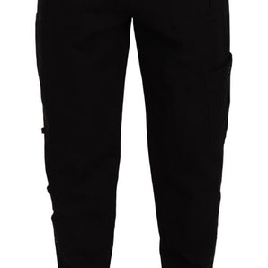 Dolce &amp; Gabbana Chic Black Cargo Pants with Stretch Comfort