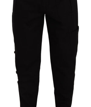 Dolce & Gabbana Black Cotton Stretch Tapered Cargo Pants