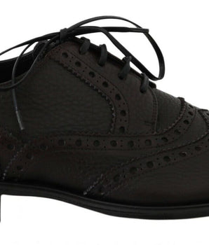 Dolce & Gabbana Brown Leather Wingtip Derby Formal Shoes