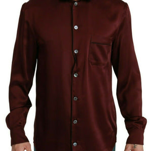 Dolce &amp; Gabbana Bordeaux Silk Pajama-Inspired Shirt