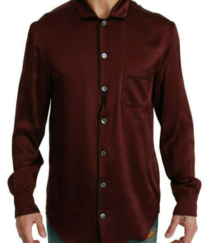 Dolce & Gabbana Bordeaux Silk Pajama Casual Shirt