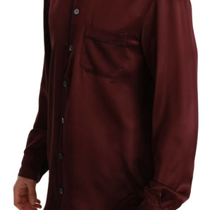 Dolce &amp; Gabbana Bordeaux Silk Pajama-Inspired Shirt