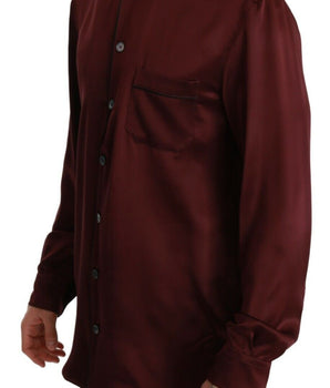 Dolce & Gabbana Bordeaux Silk Pajama Casual Shirt