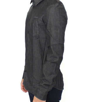 Ermanno Scervino Denim Jeans Cotton Casual Gray Stretch Shirt