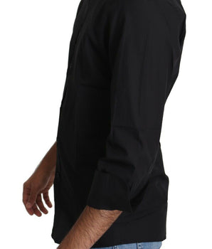 Dolce & Gabbana Black Cotton Formal Dress Men Top Shirt