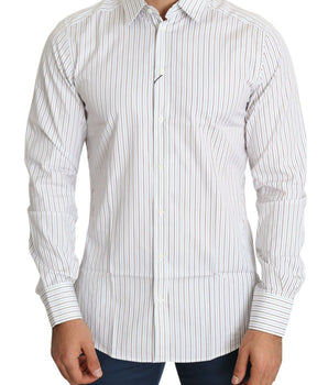Dolce & Gabbana White Striped Formal MARTINI Shirt