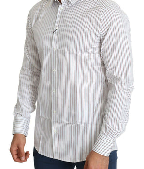 Dolce & Gabbana White Striped Formal MARTINI Shirt
