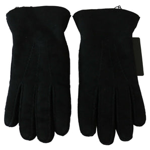 Dolce &amp; Gabbana Elegant Black Leather Biker Gloves