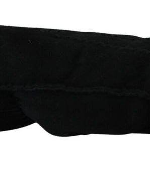 Dolce & Gabbana Black Leather Motorcycle Biker Mitten Gloves