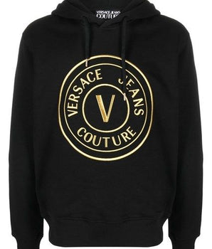 Versace Jeans Chic Black Hooded Sweatshirt