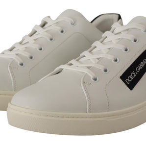 Dolce &amp; Gabbana Elegant White Leather Low Top Sneakers