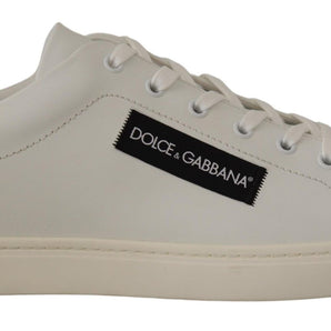 Dolce &amp; Gabbana Elegant White Leather Low Top Sneakers