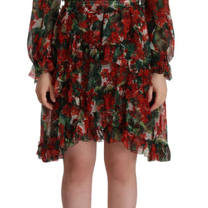 Dolce &amp; Gabbana Floral Silk Mini Knee High Dress