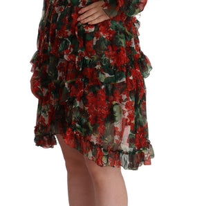 Dolce &amp; Gabbana Floral Silk Mini Knee High Dress