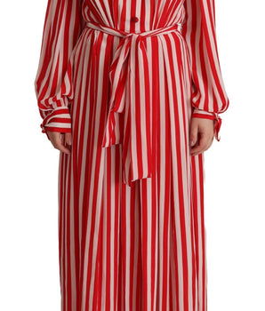 Dolce &amp; Gabbana White Red Silk A-Line Shift Gown Dress