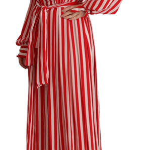 Dolce &amp; Gabbana Elegant Striped Silk Maxi Dress