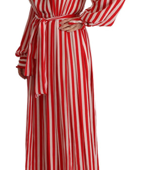 Dolce &amp; Gabbana White Red Silk A-Line Shift Gown Dress