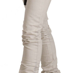 Karl Lagerfeld Chic White Mid-Waist Slim Fit Jeans