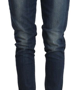 Acht Blue Washed Low Waist Skinny Denim Folded Hem Jeans