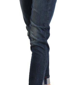 Acht Blue Washed Low Waist Skinny Denim Folded Hem Jeans