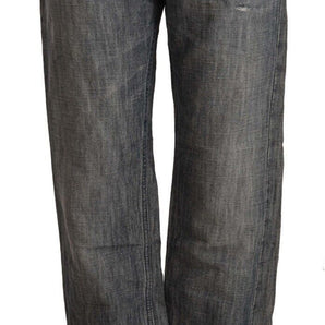 Acht Chic Gray Straight Cut Ramie-Cotton Jeans