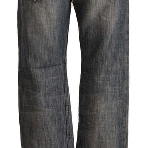 Acht Chic Gray Straight Cut Ramie-Cotton Jeans