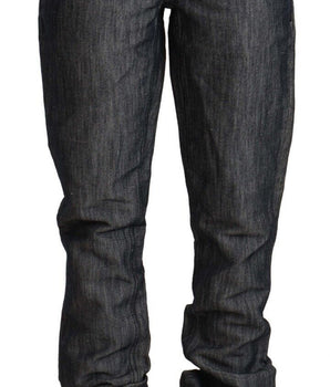 Acht Dark Gray Ramie Mid Wide Waist Straight Denim Jeans